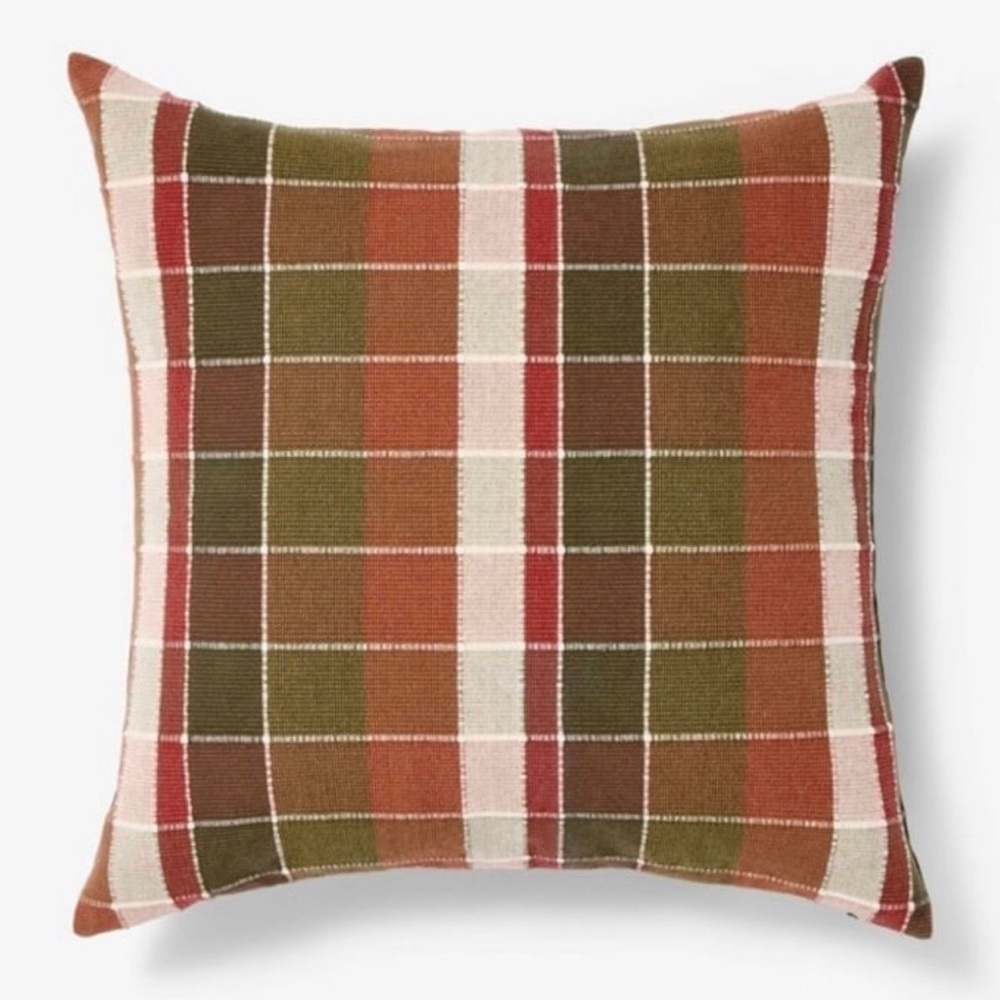 Oversized Woven Grid Square Throw Pillow Red/Green - Threshold Studio McGee